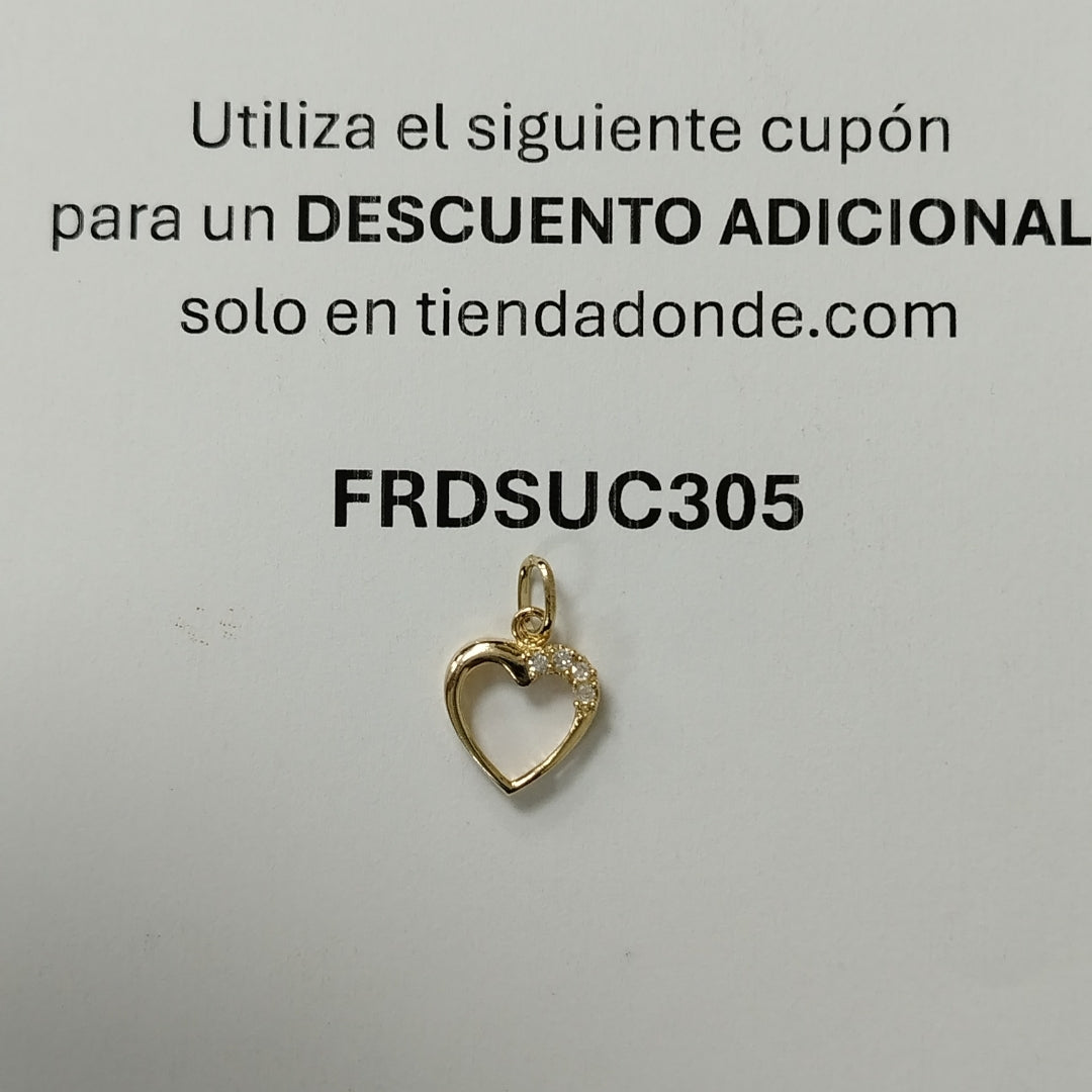DIJE CORAZON CON CIRCONIAS 14K 1.4 GR (NUEVO)