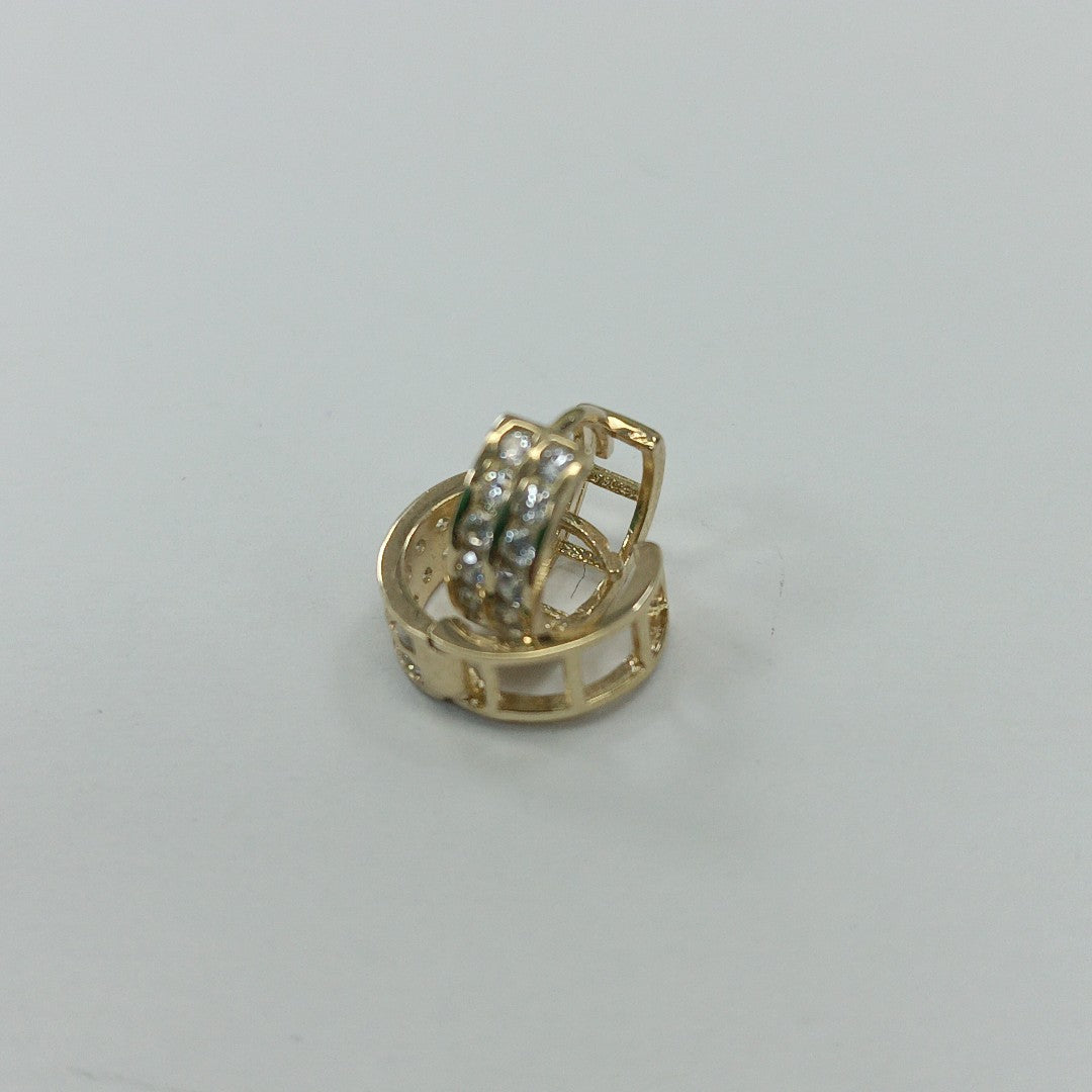 ARETES HUGGIES C CIRCONIAS 14K 1.7 GR (NUEVO)