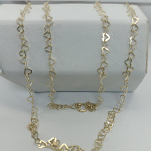 CADENAS TEJIDO CORAZONES ORO 10K 55 CM 2.7 GR (NUEVO)