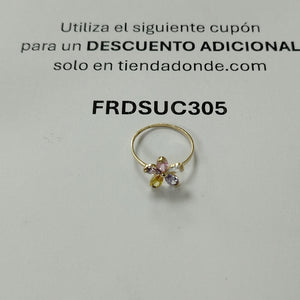 ANILLOS FLOR CON PIEDRAS DE COLOR 14K TALLA 7 1.4 GR (NUEVO)