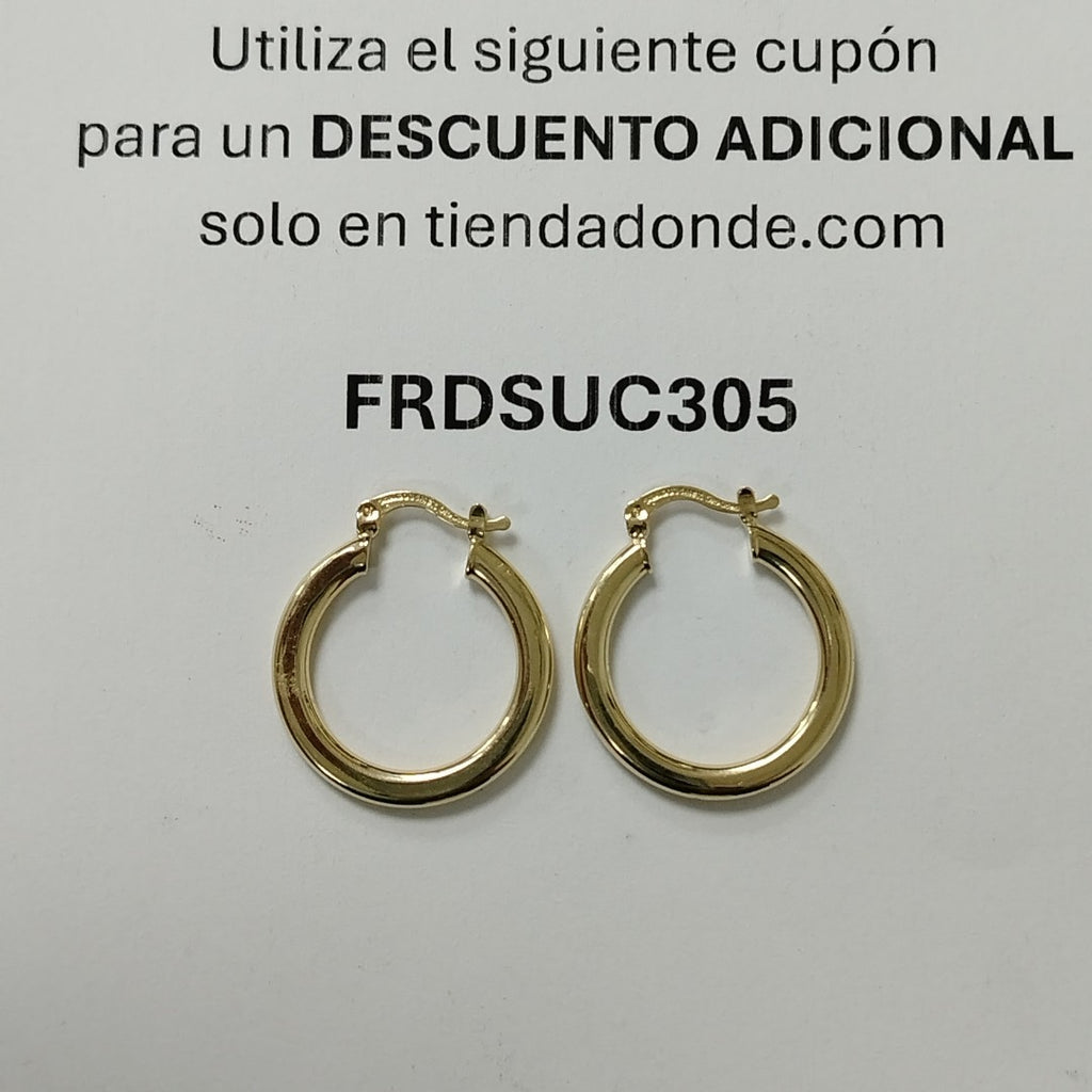 ARETES TEJIDO ARRACADA LISA 14K 2.1 GR (NUEVO)