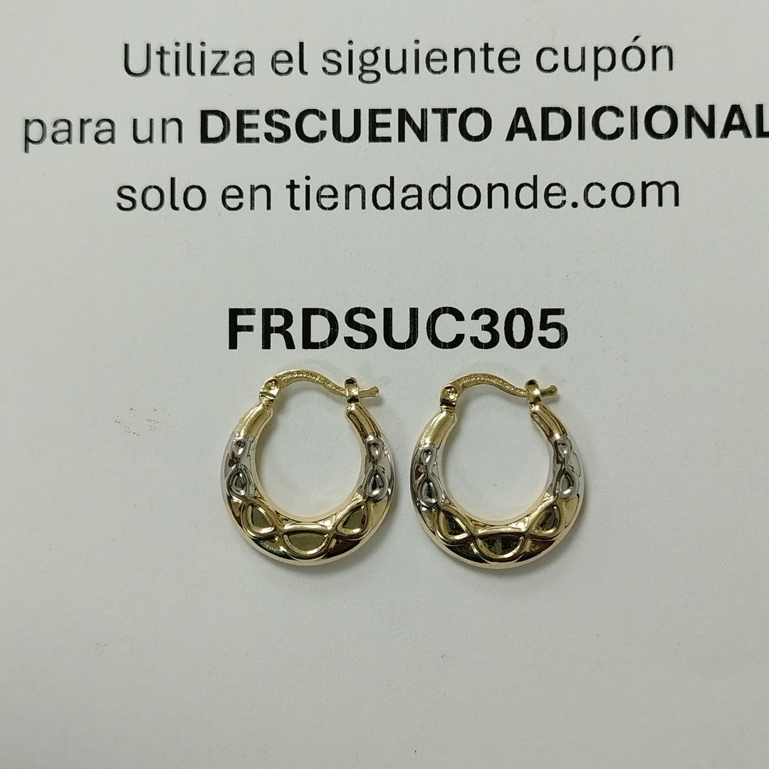 ARETES ARRACADAS COMBINADAS CON INFINITO 14K 2.2 GR (NUEVO)