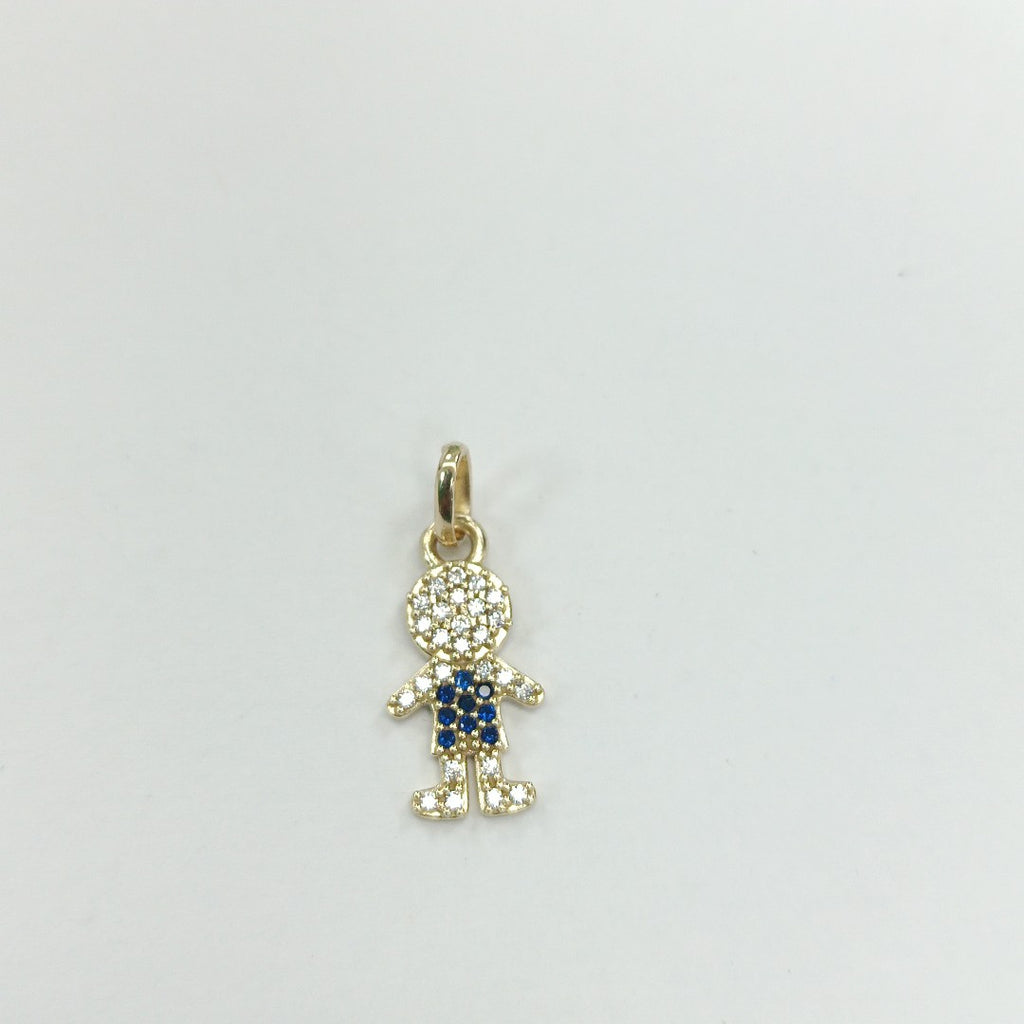DIJE NIÑO CON CIRCONIAS Y PIEDRAS DE COLOR 10K 0.8 GR (NUEVO)