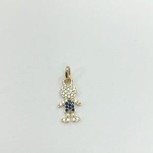 DIJE NIÑO CON CIRCONIAS Y PIEDRAS DE COLOR 10K 0.8 GR (NUEVO)