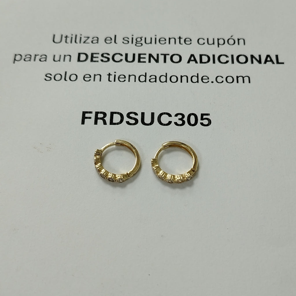 ARETES HUGGIES C CIRCONIAS 14K 2 GR (NUEVO)