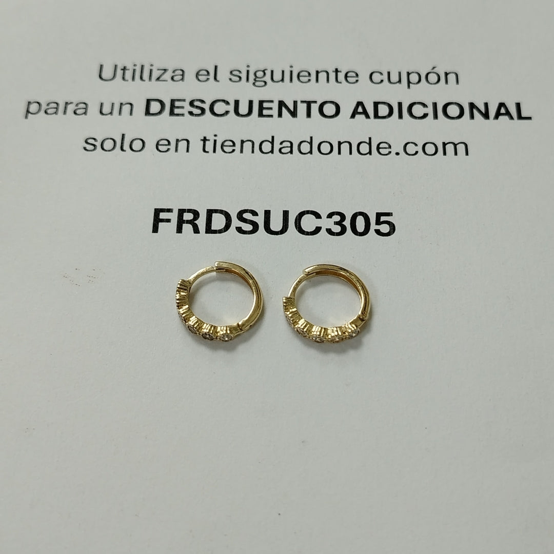 ARETES HUGGIES C CIRCONIAS 14K 2 GR (NUEVO)