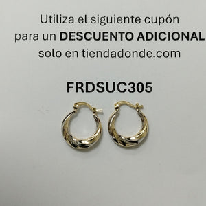 ARETES TEJIDO ARRACADA TRENZADA COMBINADA 14K 1.9 GR (NUEVO)