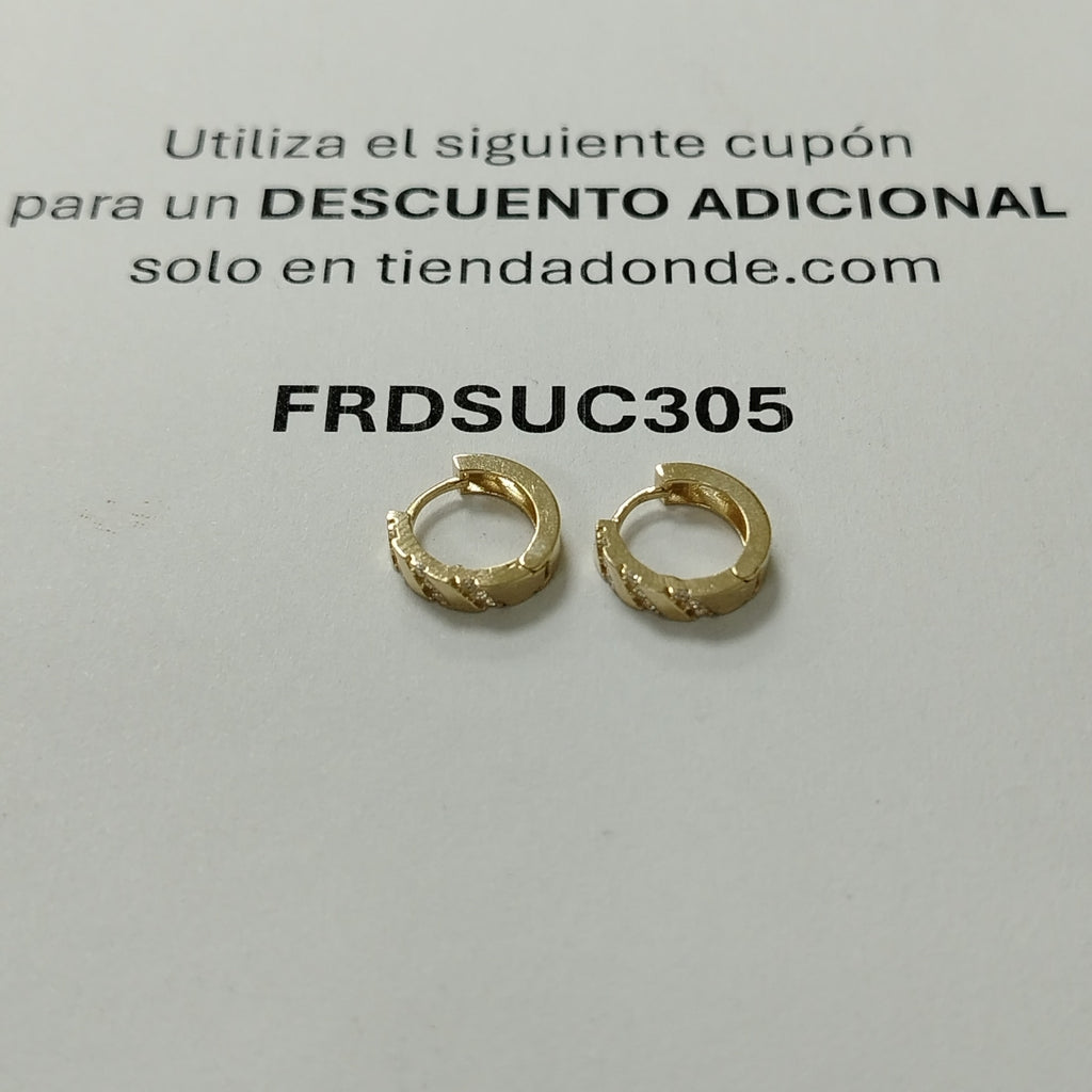 ARETES HUGGIES CON CIRCONIAS 14K 2.3 GR (NUEVO)