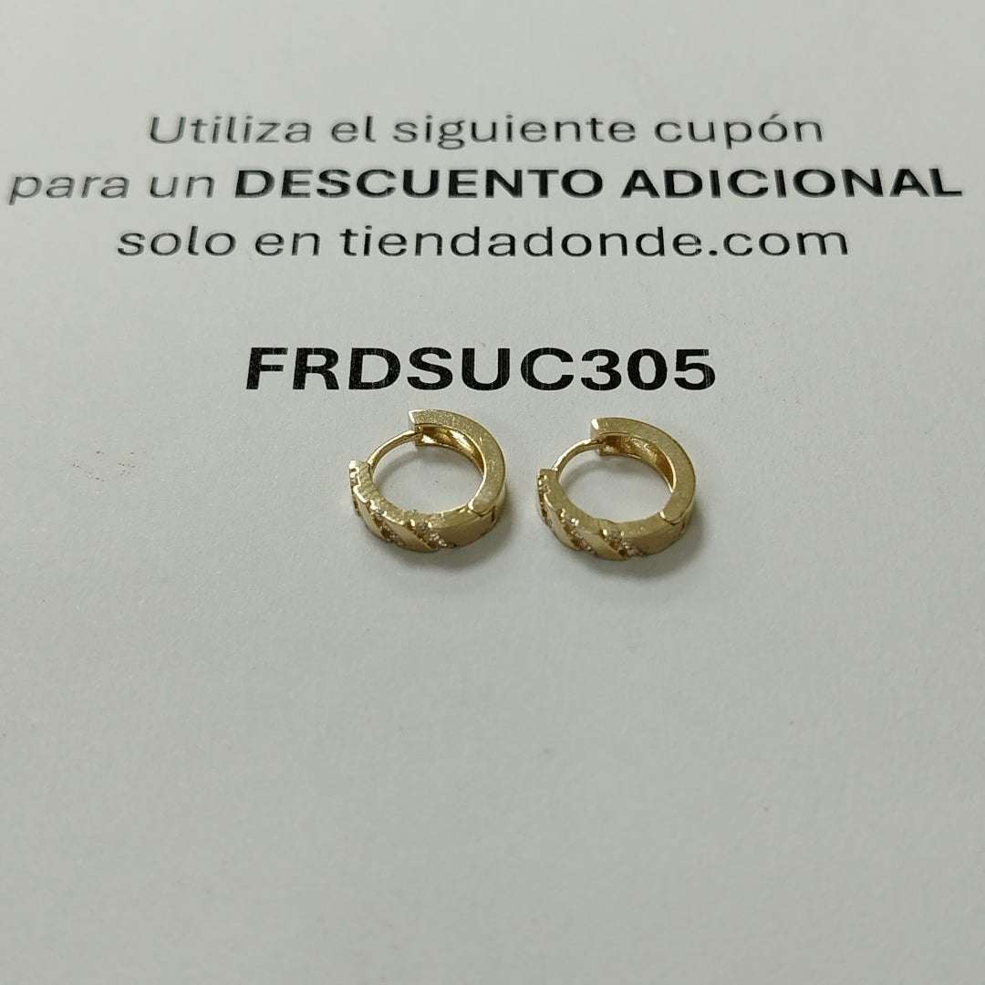 ARETES HUGGIES CON CIRCONIAS 14K 2.3 GR (NUEVO)