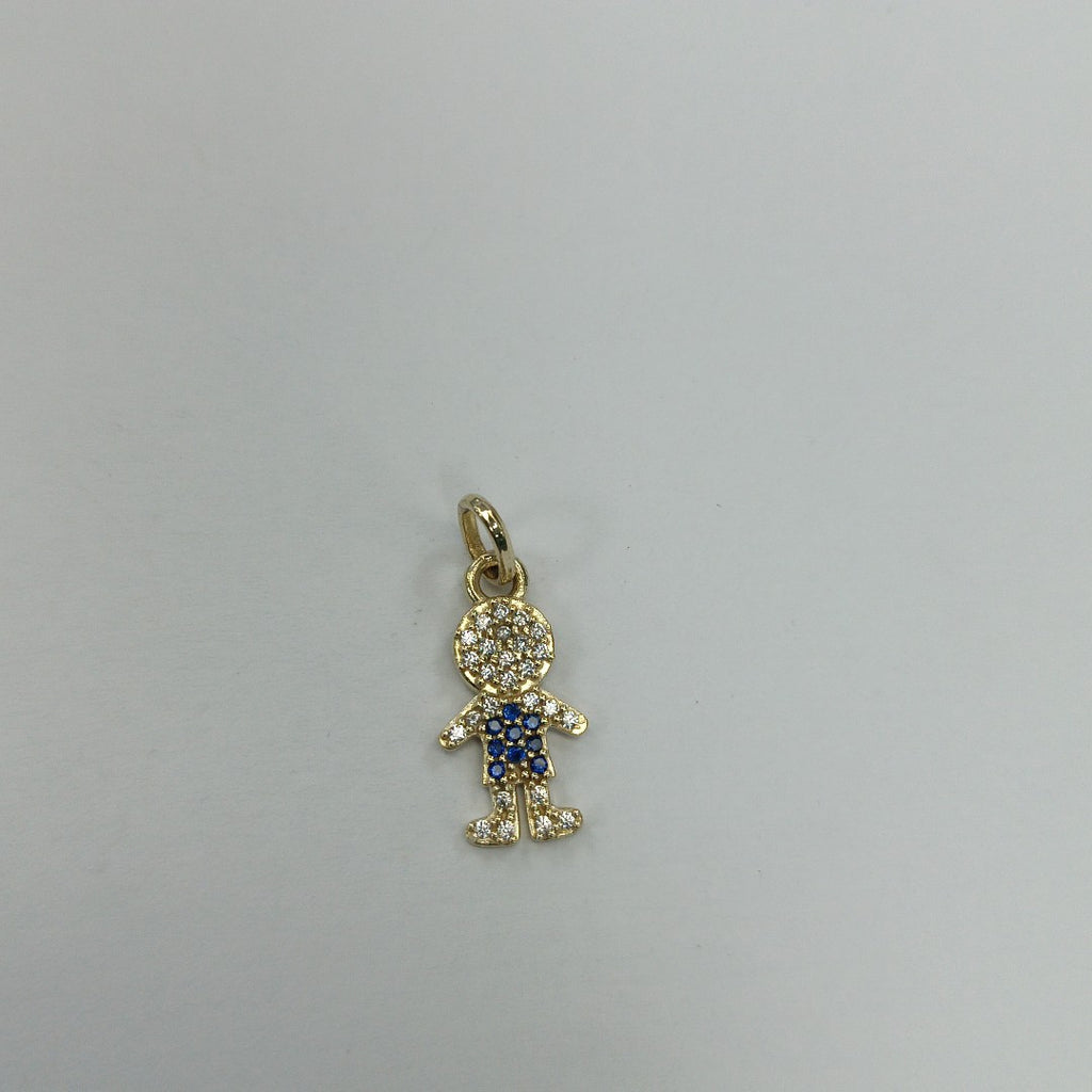 DIJE NIÑO CON CIRCONIAS Y PIEDRAS DE COLOR 10K 0.8 GR (NUEVO)