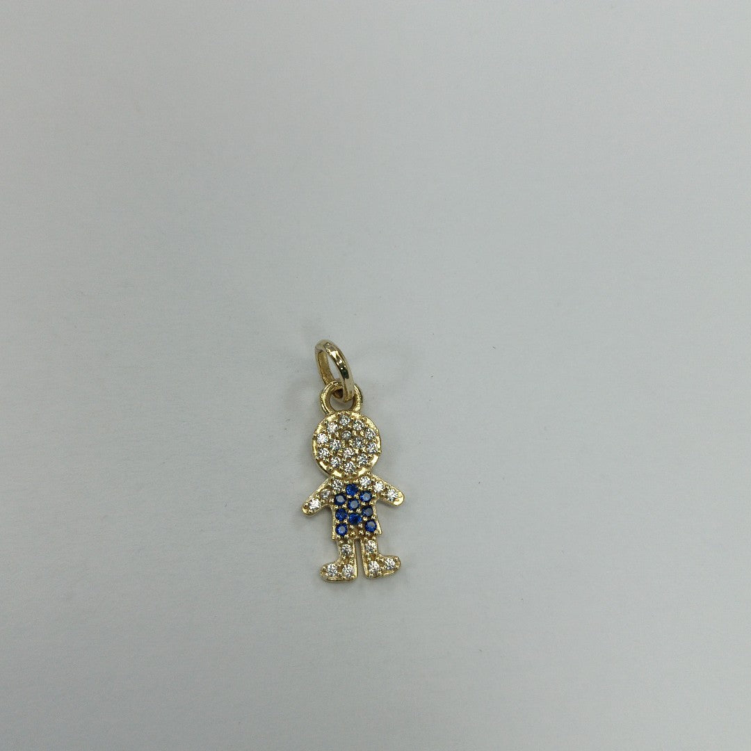 DIJE NIÑO CON CIRCONIAS Y PIEDRAS DE COLOR 10K 0.8 GR (NUEVO)