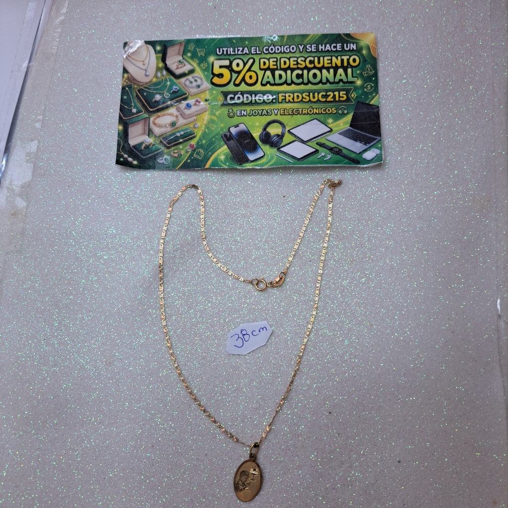 CADENA, MEDALLA RELIGIOSA ORO 10 K 1.9 GRMS (SEMINUEVO)
