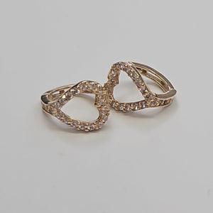 ARETES ARRACADAS CORAZON C CIRCONIAS 14K 1.5 GR (NUEVO)