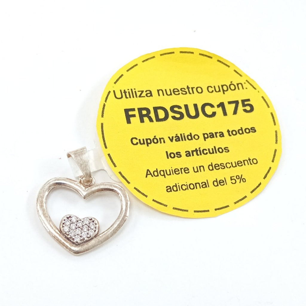 DIJE CORAZON C/CIRCONIAS PLATA .925 2.7 GR (NUEVO)