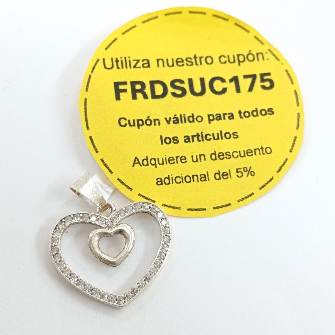 DIJE CORAZON C/CIRCONIAS PLATA .925 2.7 GR (NUEVO)