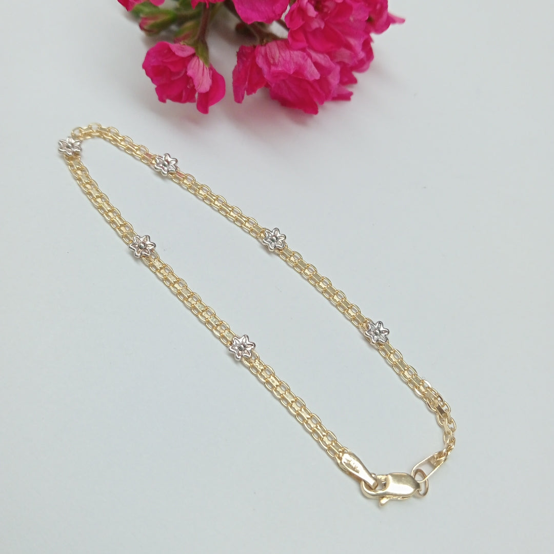 PULSERA ESPECIAL C FLORES 14K 18 CM 2.9 GR (NUEVO)