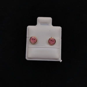 BROQUELES BROQUEL FIG SONRISA ESMALTE ROSA 14K 0.1696 GR (NUEVO)