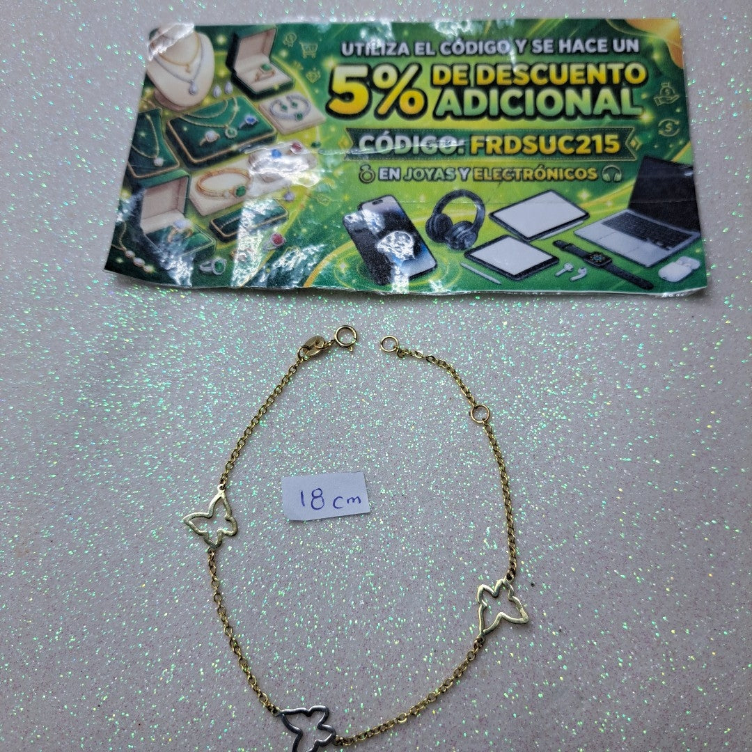 PULSERA ESPECIAL C MARIPOSAS 14K 18 CM 1.7 GR (NUEVO)