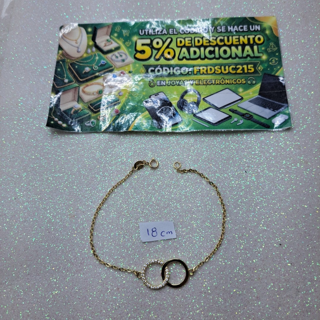 PULSERA TEJIDO ESPECIAL FIG AROS UNIDOS C CIRCS 14K 18 CM 2.1 GR (NUEVO)