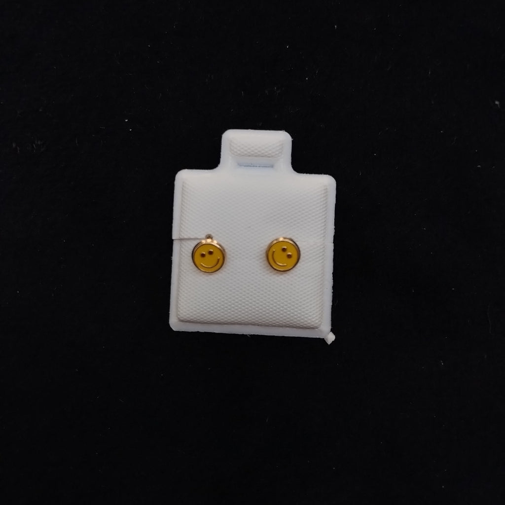 BROQUELES BROQUEL FIG SONRISA ESMALTE AMARILLO 14K 0.2074 GR (NUEVO)