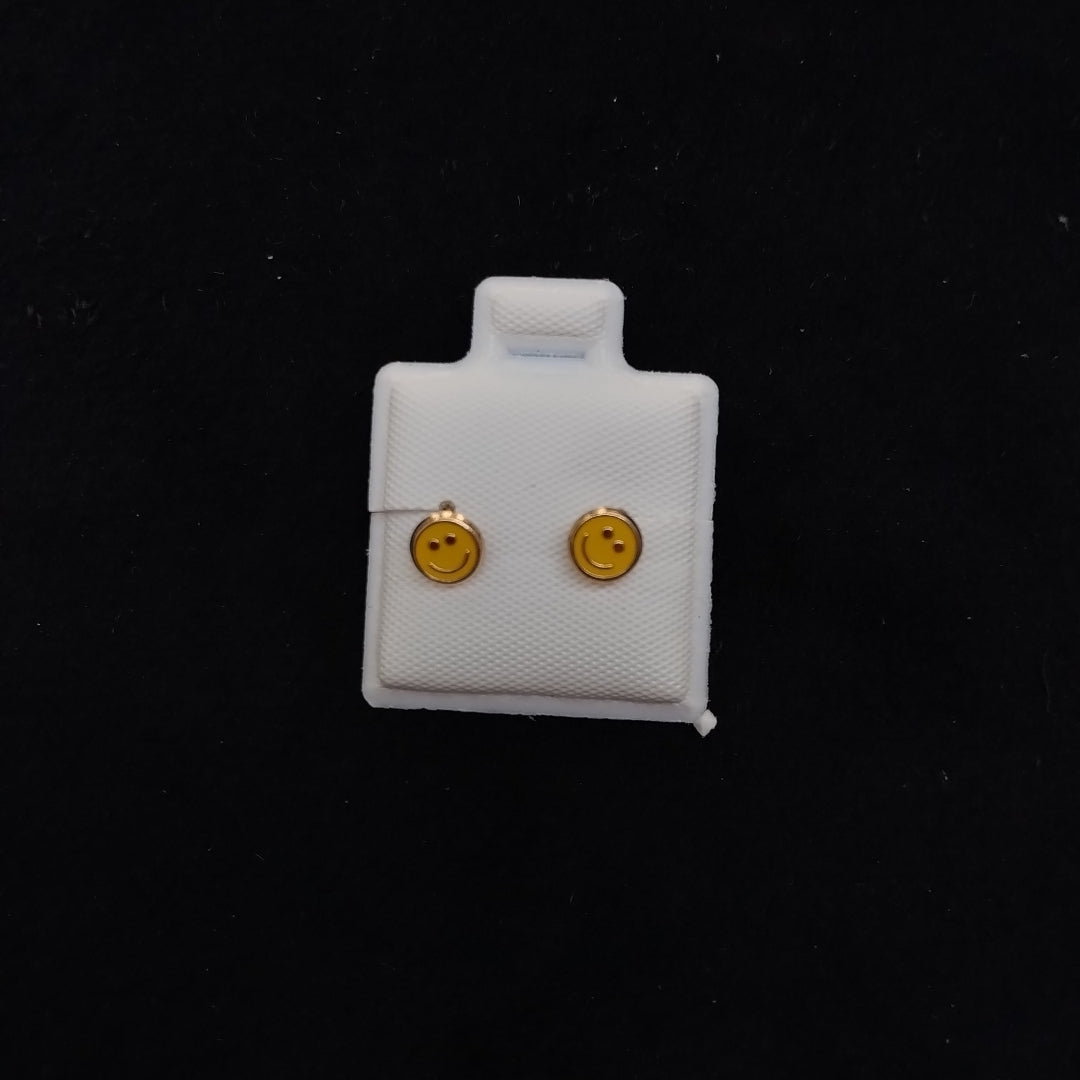 BROQUELES BROQUEL FIG SONRISA ESMALTE AMARILLO 14K 0.2074 GR (NUEVO)