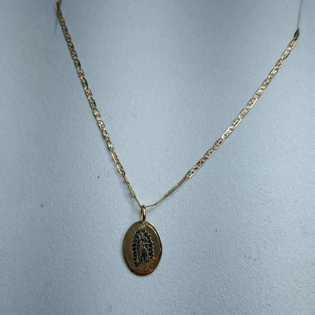 CADENA, MEDALLA RELIGIOSA ORO 14 K 2.6 GRMS (SEMINUEVO)