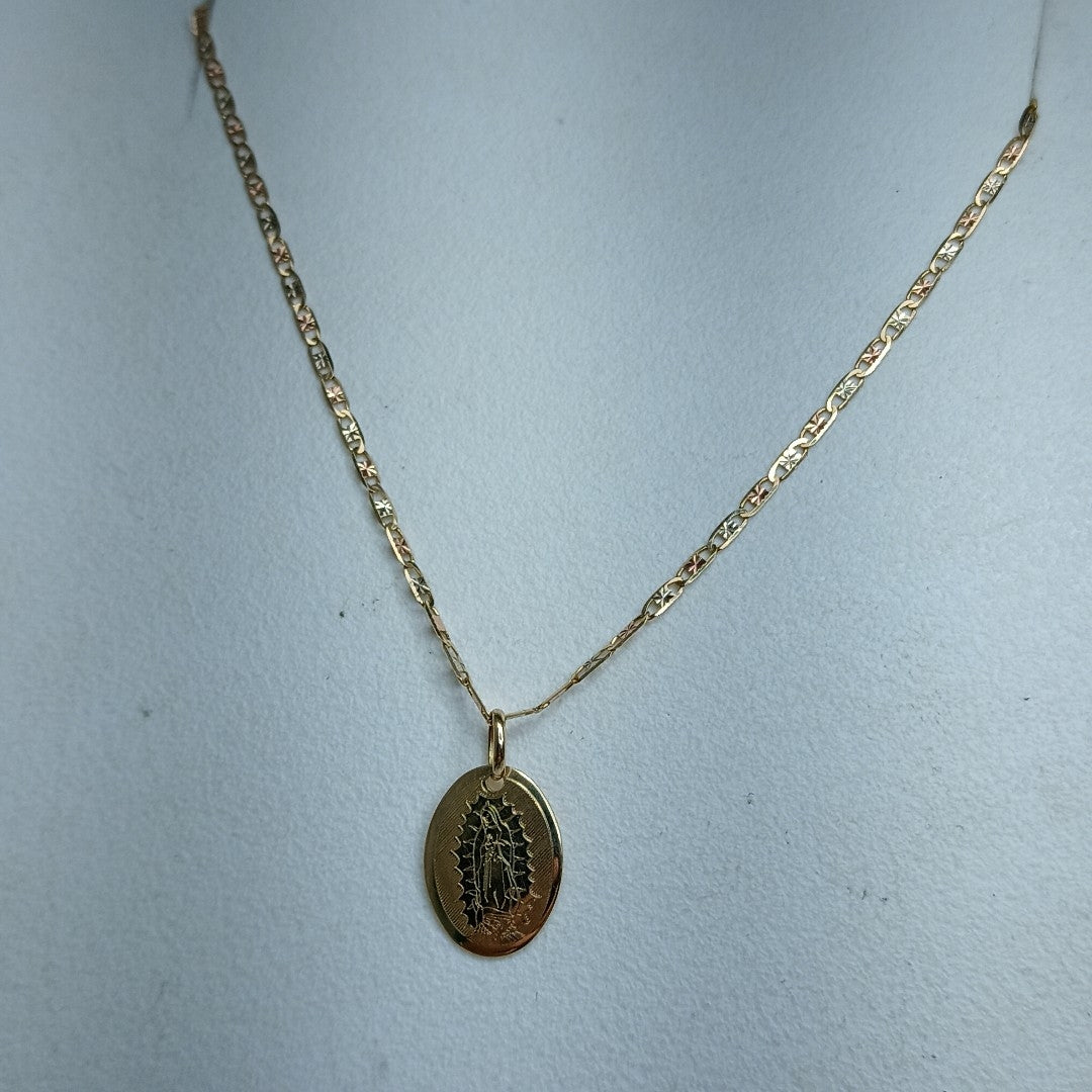 CADENA, MEDALLA RELIGIOSA ORO 14 K 2.6 GRMS (SEMINUEVO)
