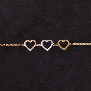 PULSERA ESPECIAL CON CORAZONES 14K 18 CM 1.3 GR (NUEVO)
