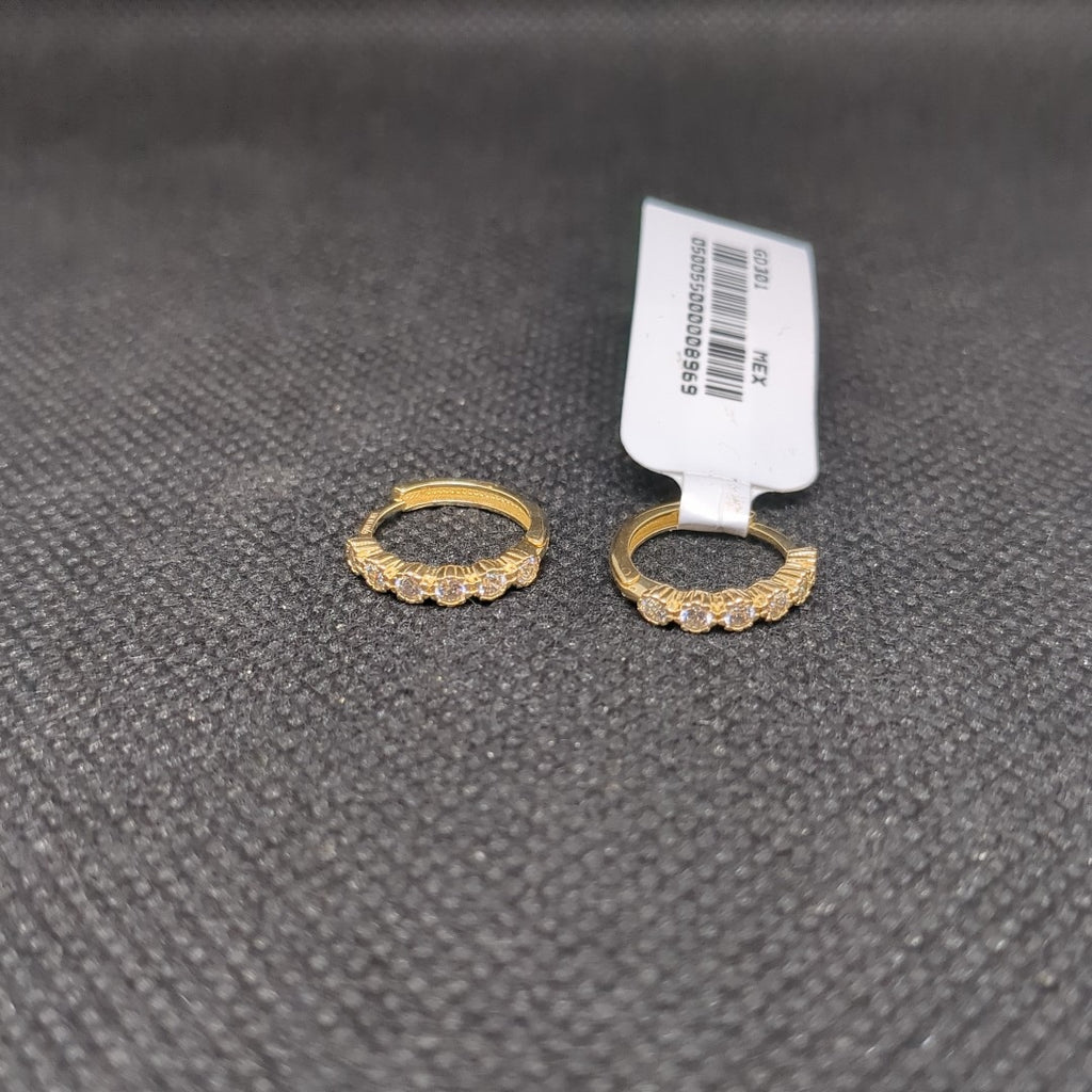 ARETES HUGGIES C CIRCONIAS 14K 2 GR (NUEVO)