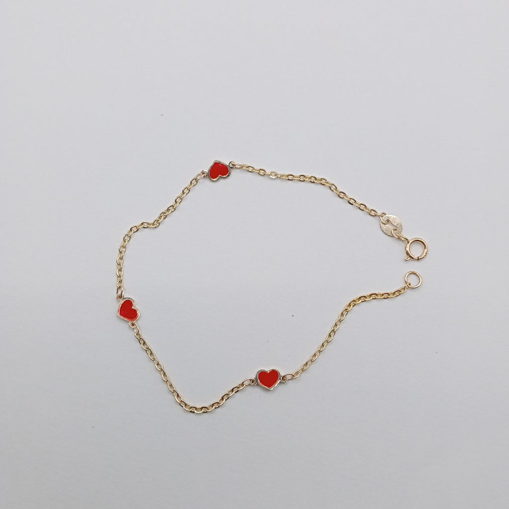 PULSERA ESPECIAL CON CORAZONES 14K 18 CM 1.4 GR (NUEVO)