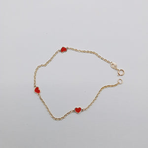 PULSERA ESPECIAL CON CORAZONES 14K 18 CM 1.4 GR (NUEVO)
