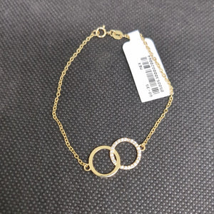PULSERA TEJIDO ESPECIAL FIG AROS UNIDOS C CIRCS 14K 18 CM 2.1 GR (NUEVO)