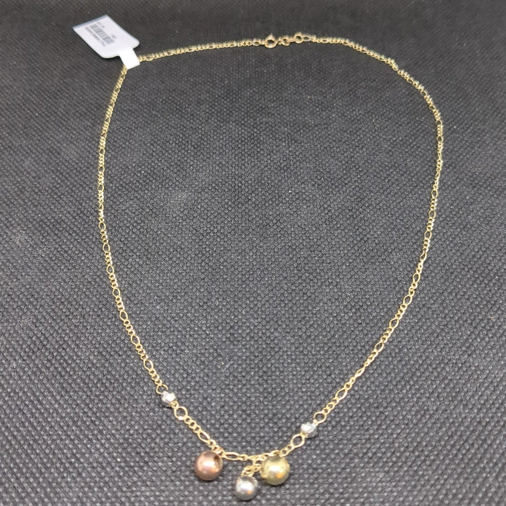 CADENA GARGANTILLA 3X1 CON ESFERAS COMBINADAS 14K 45 CM 3.1 GR (NUEVO)