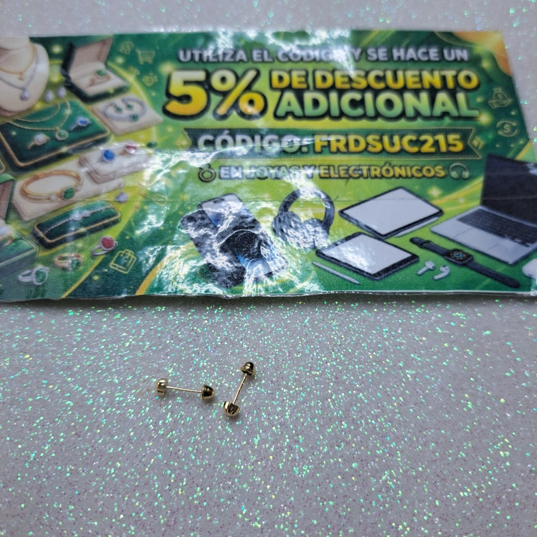 BROQUELES BROQUEL FIG HONGO 14K 0.17 GR (NUEVO)