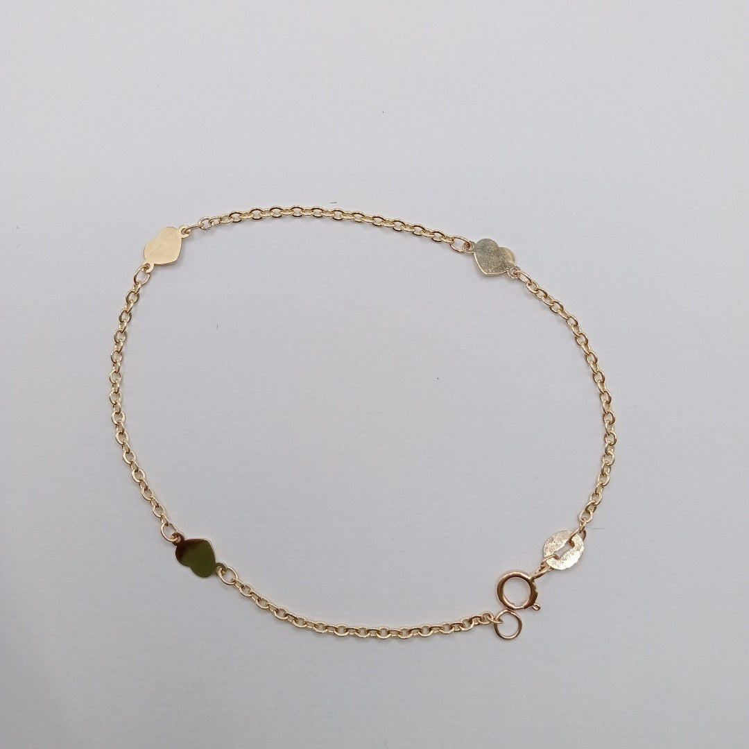 PULSERA TEJIDO ESPECIAL FIG CORAZONES 14K 18 CM 1.3 GR (NUEVO)