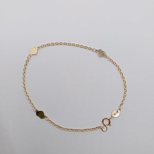 PULSERA TEJIDO ESPECIAL FIG CORAZONES 14K 18 CM 1.3 GR (NUEVO)