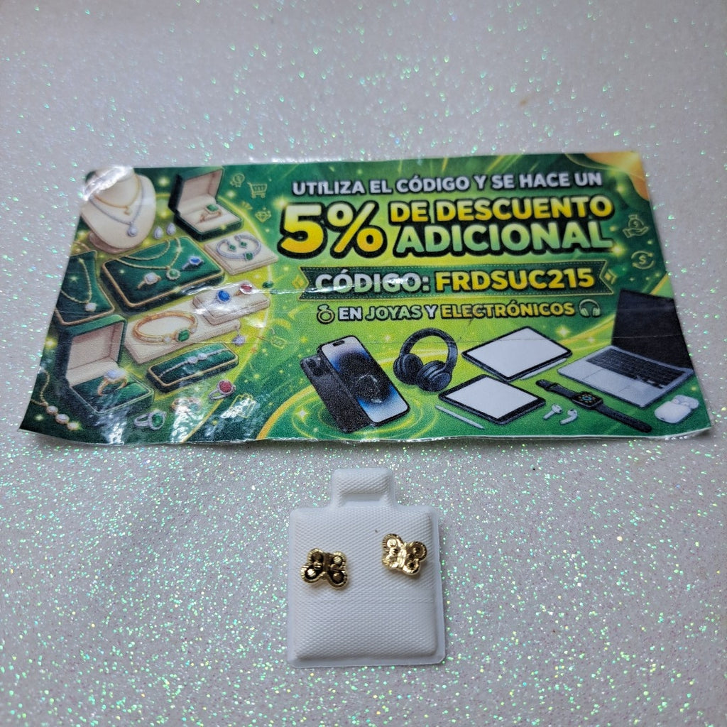 BROQUELES BROQUEL FIG MARIPOSA 14K 0.2668 GR (NUEVO)