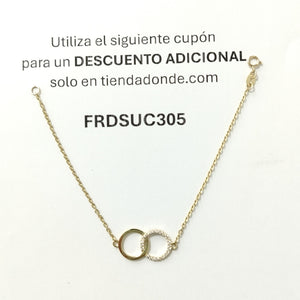 PULSERA TEJIDO ESPECIAL FIG AROS UNIDOS C CIRCS 14K 18 CM 2.1 GR (NUEVO)