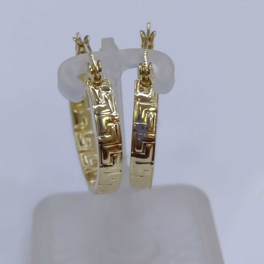 ARETES TEJIDO ARRACADAS TIPO GRECAS 14K 2.1 GR (NUEVO)