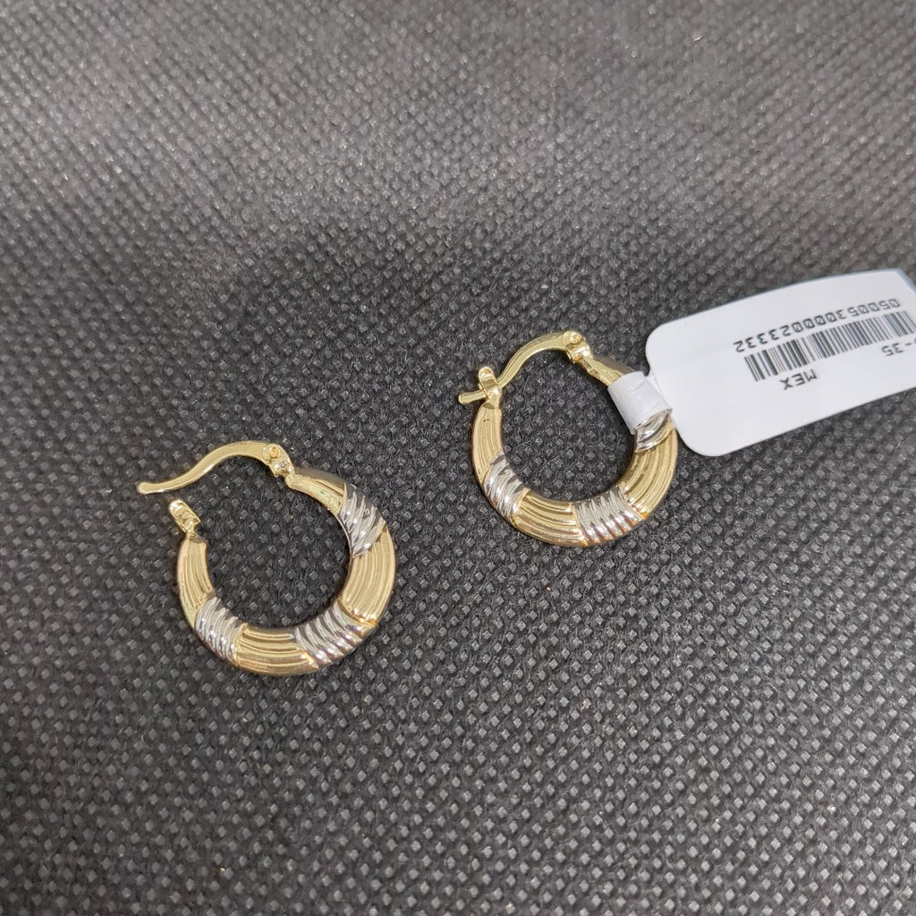 ARETES TEJIDO ARRACADAS COMBINADAS HUECAS 14K 1.7 GR (NUEVO)