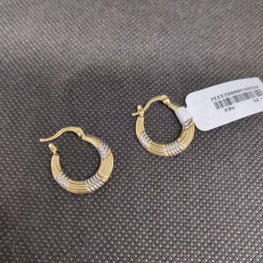 ARETES TEJIDO ARRACADAS COMBINADAS HUECAS 14K 1.7 GR (NUEVO)