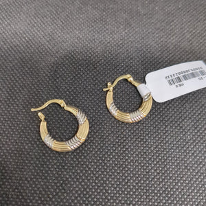 ARETES TEJIDO ARRACADAS COMBINADAS HUECAS 14K 1.7 GR (NUEVO)