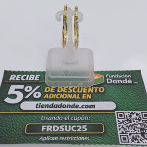 ARETES TEJIDO ARRACADAS BISELADAS COMBINADAS 14K 1.3 GR (NUEVO)