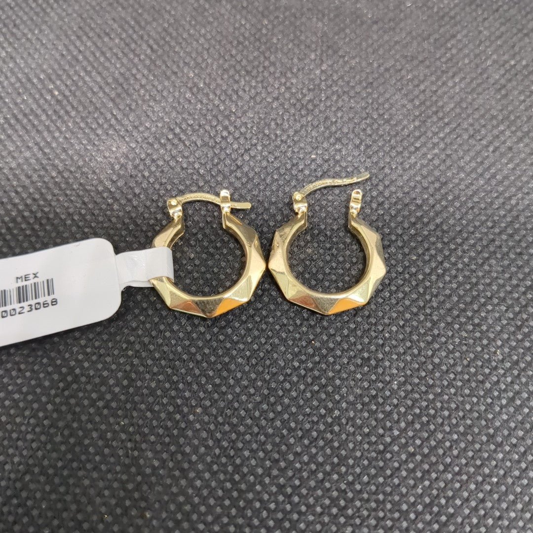 ARETES TEJIDO ARRACADAS FACETADAS 14K 1.7 GR (NUEVO)