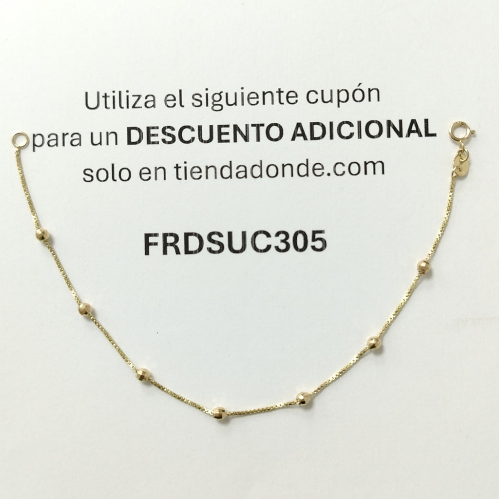 PULSERA ESPECIAL CON BOLITAS 14K 18 CM 1.4 GR (NUEVO)