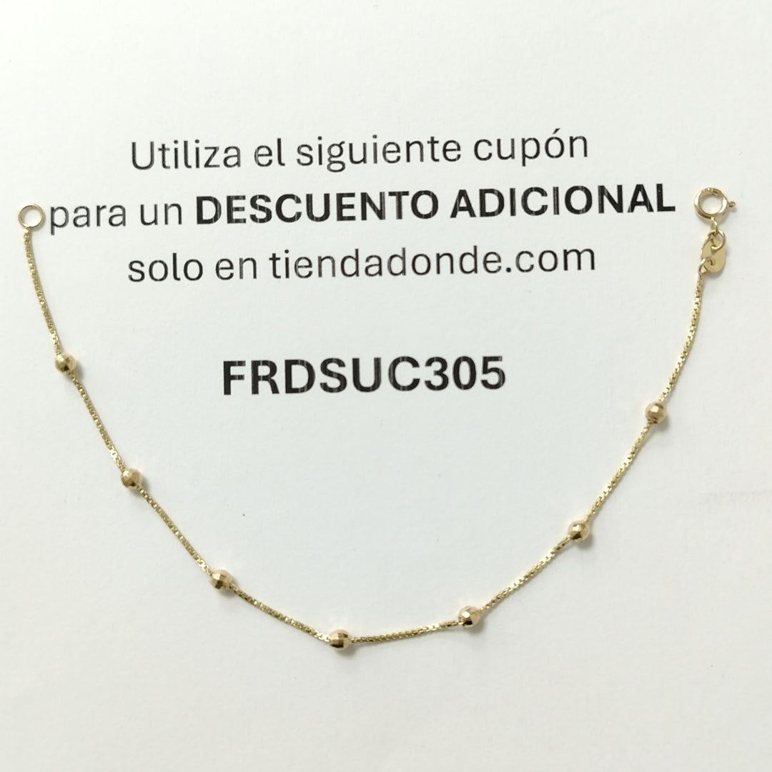 PULSERA ESPECIAL CON BOLITAS 14K 18 CM 1.4 GR (NUEVO)