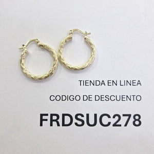 ARETES TEJIDO ARRACADA LABRADA 14K 2.7 GR (NUEVO)