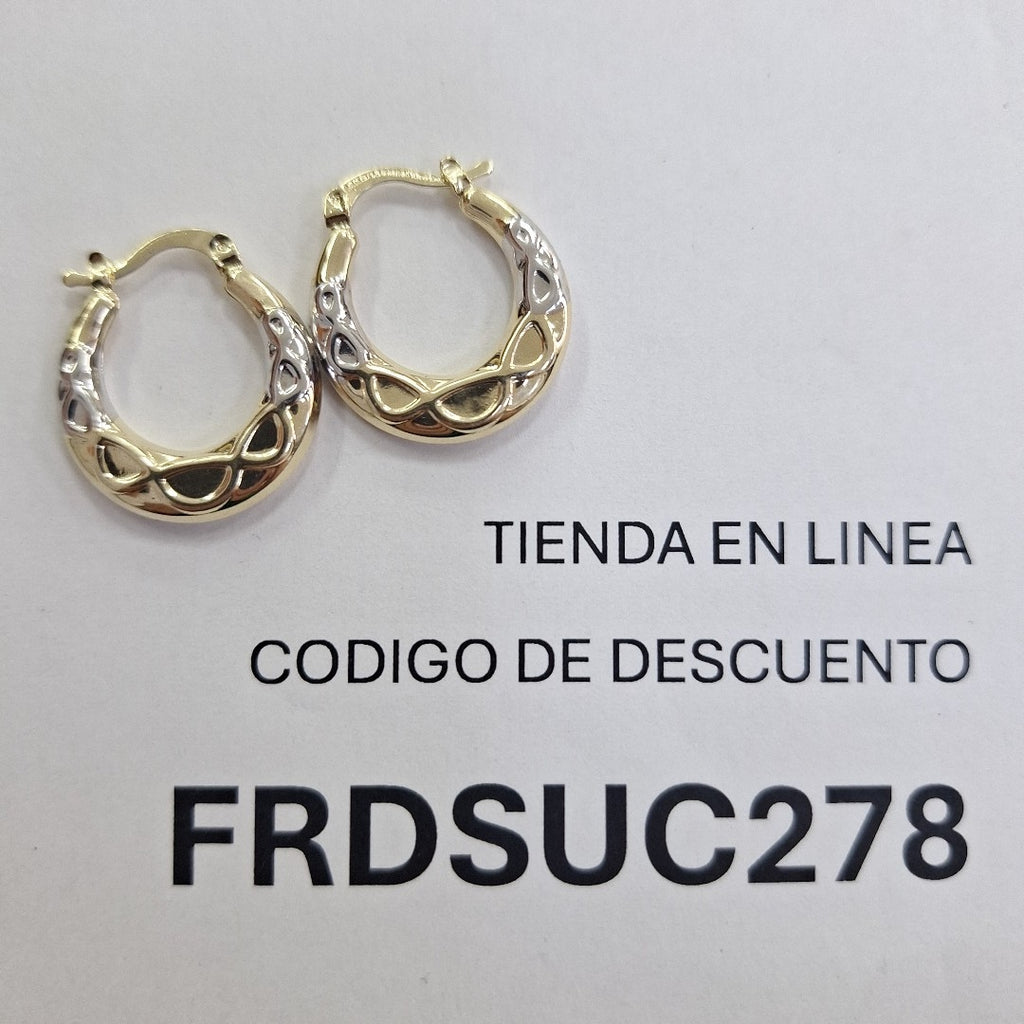 ARETES ARRACADAS COMBINADAS CON INFINITO 14K 2.2 GR (NUEVO)