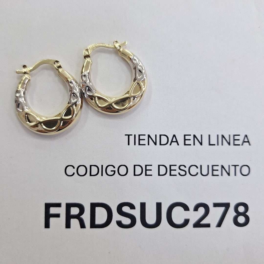 ARETES ARRACADAS COMBINADAS CON INFINITO 14K 2.2 GR (NUEVO)