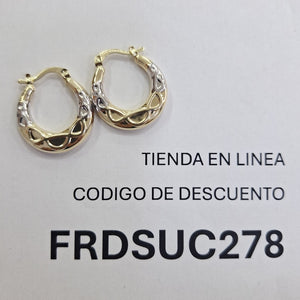ARETES ARRACADAS COMBINADAS CON INFINITO 14K 2.2 GR (NUEVO)